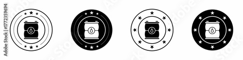 Vector illustration of a set of abstract barrel oil symbols. Stock vector.