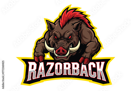 Aggressive razorback hog mascot gaming logo design - Gaming logo - Gaming Mascot - esport mascot vector illustration