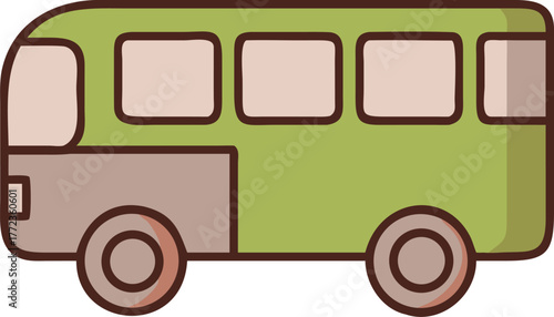 Green and Brown Bus Illustration Keywords: bus, vehicle, transportation, public transport