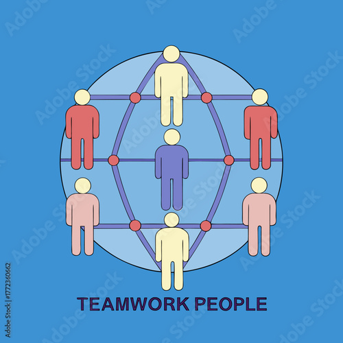 Network of diverse people connected in a globe structure