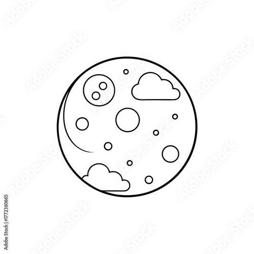 Moon and Clouds Outline Icon Keywords: moon, lunar, night, sky, space, celestial, astronomy