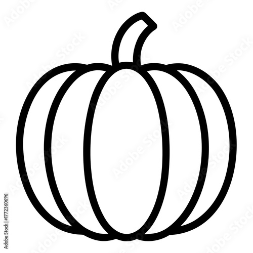 Outline Icon of a Pumpkin on White Background squash