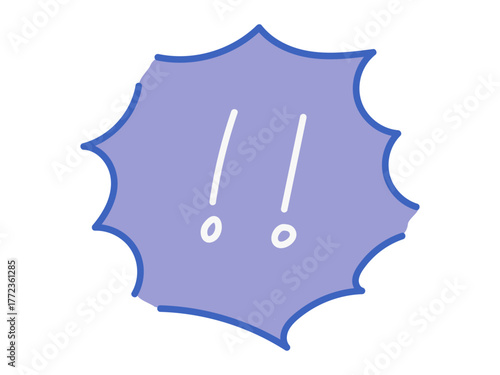 青の手描きコミック吹き出し・エクスクラメーション付き