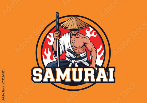 Epic samurai warrior logo for gaming and brands - Gaming logo - Gaming Mascot - esport mascot vector illustration