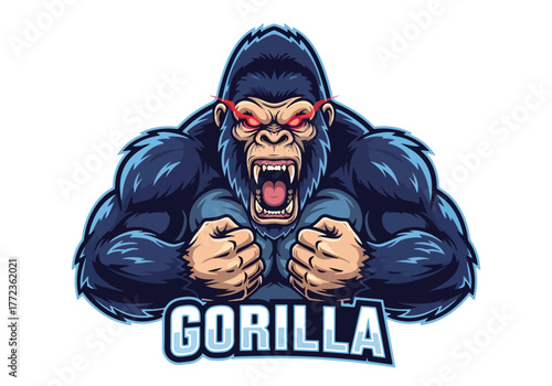 Fierce gorilla gaming logo design powerful ape mascot - Gaming logo - Gaming Mascot - esport mascot vector illustration