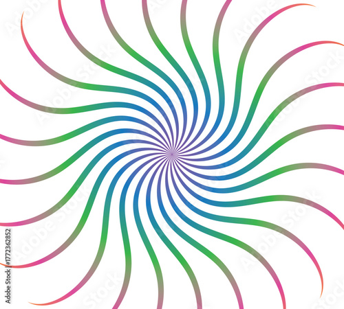 Radiating Vortex: Abstract Spiral Pattern with Gradient Bands on Transparent Backdrop, Hypnotic Vector Art for Backgrounds and Design Elements