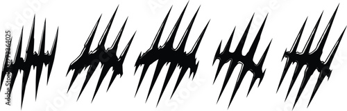Black claw marks vector illustration, animal scratch design, aggressive slash silhouette for horror, wild beast, predator, tattoo, graphic content