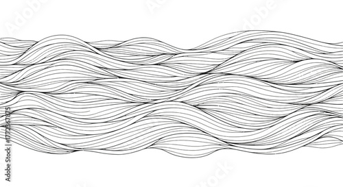Abstract background with intricate hand-drawn flowing wavy lines in a seamless monochrome style