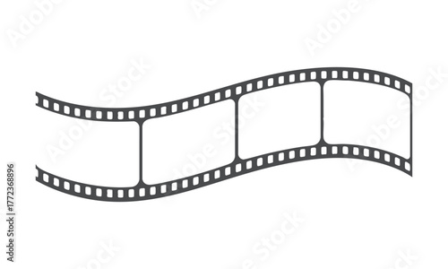 Diagonal Filmstrip Frames – Clean Vector Illustration– Wavy Movie Reel Frames with Blank Frames on White Background, easily editable.