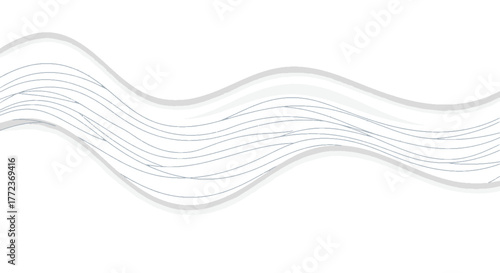 Graceful undulating light blue lines flow across a pristine white background, forming a tranquil abstract pattern