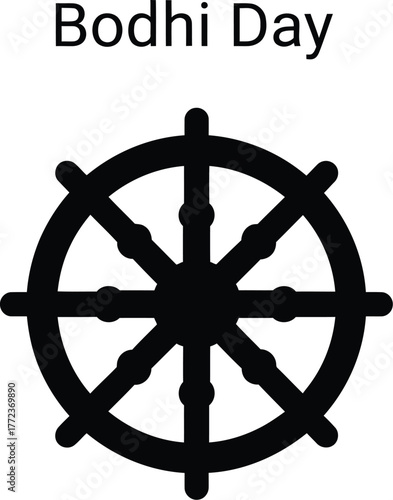 Bodhi day with dharma wheel symbol illustration