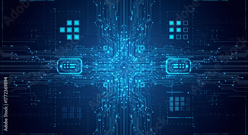 Intricate Blue Digital Circuit Board Pattern technology