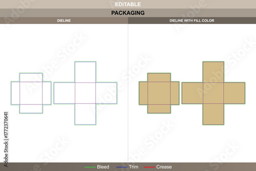 Gift box with ribbon dieline built through vector detailing creating precise printing finish and charming packaging balance refined die line layout secures each ribbon position