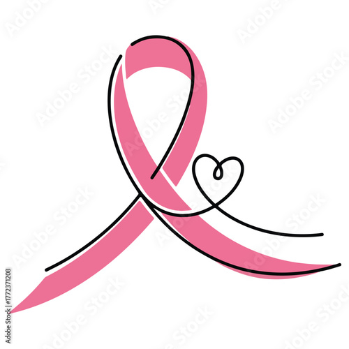 Breast cancer ribbon icon line art