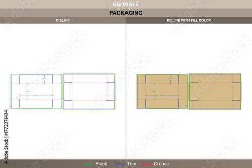 Top and bottom box dieline drawn using vector accuracy achieving clean printing detail and structured packaging formation reliable die line arrangement keeps both parts