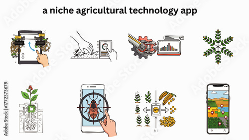 Innovative agricultural technology application showcasing modern farming practices and digital tools for efficient crop management and sustainable agriculture.
