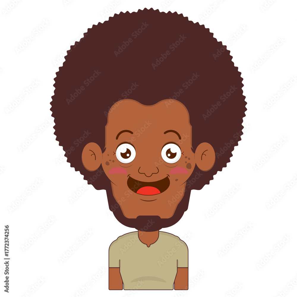 Obraz premium African American man playful face cartoon cute