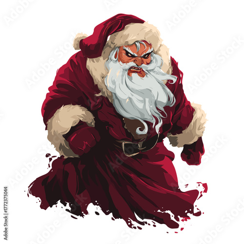 Scary Old Santa Clause Monster Vector Clipart, Logo