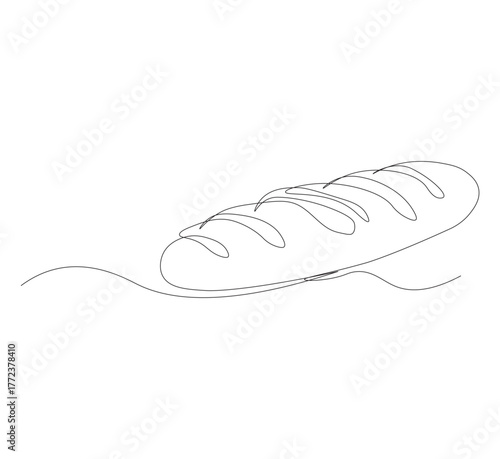 One continuous line drawing of white bread. cafe concept suitable for bakery logo. Vector illustration. white background