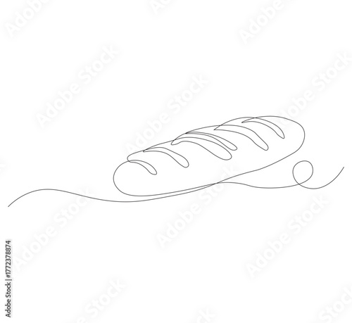 One continuous line drawing of white bread. cafe concept suitable for bakery logo. Vector illustration. white background