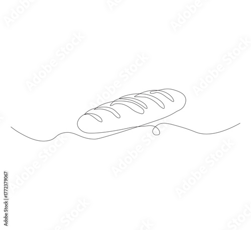 One continuous line drawing of white bread. cafe concept suitable for bakery logo. Vector illustration. white background
