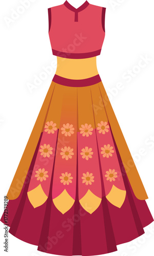 indian lehenga choli embroidered skirt and blouse drass.
