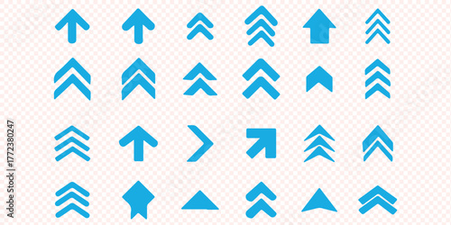 Set swipe up arrows icons. Different black arrows sign upwards. Scroll or swipe up. Graphic vector elements for web, applications, infographic, social media. Collection of swipe up icons arrows