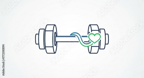 Dumbbell with a heart shaped design connecting the weights in a stylized fitness illustration vector created with generated ai