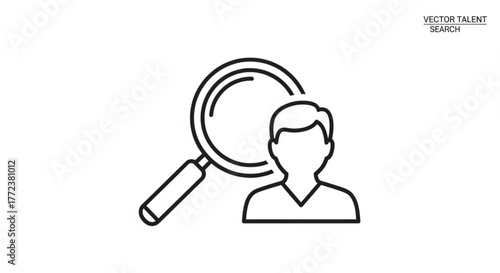 Magnifying glass focusing on a person outline representing talent search and recruitment process icon created with generated ai