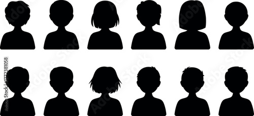 Silhouetted portraits of diverse people representing community and inclusivity vector illustration