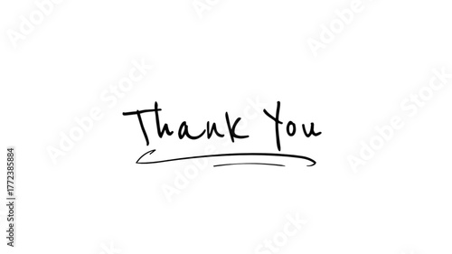 Thank you Hand drawn lettering. Calligraphic Lettering, Vector illustration.