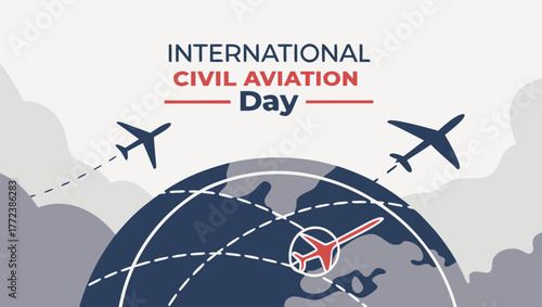 International Civil Aviation Day Celebration with Airplanes around the globe.