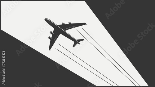 Airplane taking off on a runway with motion lines