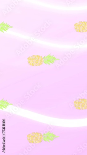 Animation of pineapple icons over white lines