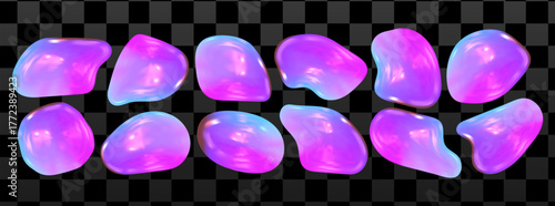 Futuristic Y2K 3D chrome shape glowing in holographic light. Metallic reflection defines a modern 3D chrome y2k shape.