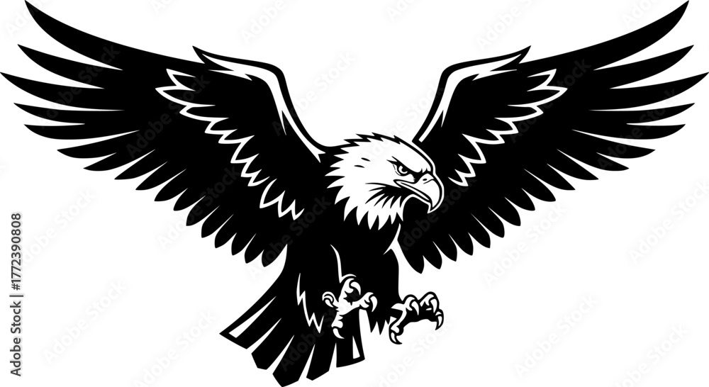 Obraz premium Eagle - Black and White Isolated Icon - Vector illustration 