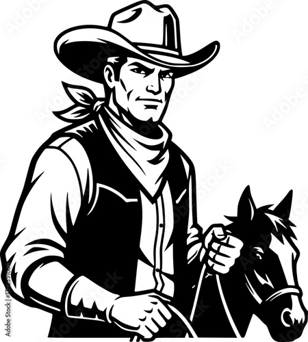 Cowboy - High Quality Vector Logo - Vector illustration ideal for T-shirt graphic
