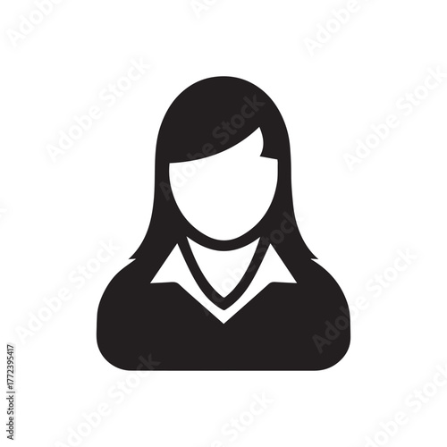 Manager icon vector female user person profile avatar symbol for business in a flat color glyph pictogram sign illustration 