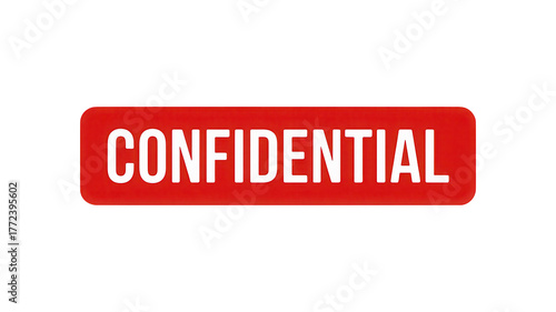 Red rectangular stamp with white text labeling document as confidential isolated on transparent background
