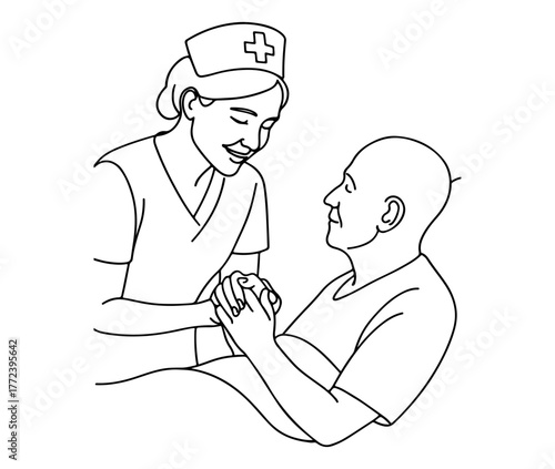 A nurse tenderly holding a patient's hand