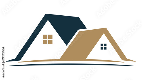 Two house rooftops logo design real estate property homes symbol emblem vector