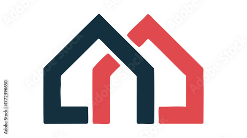 Modern dual house logo design abstract geometric symbol for real estate and property vector