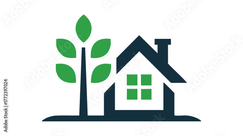 Eco-friendly house symbol with green tree for real estate and nature brands vector