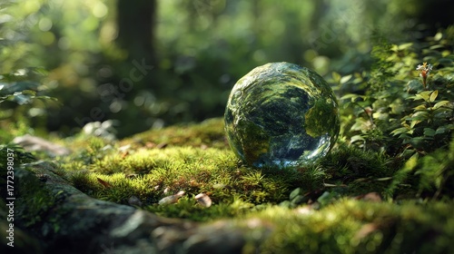 Wallpaper Mural  glass globe sits on mossy ground  Torontodigital.ca