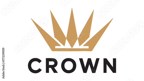 Elegant golden crown symbol with bold text logo for royalty and prestige vector
