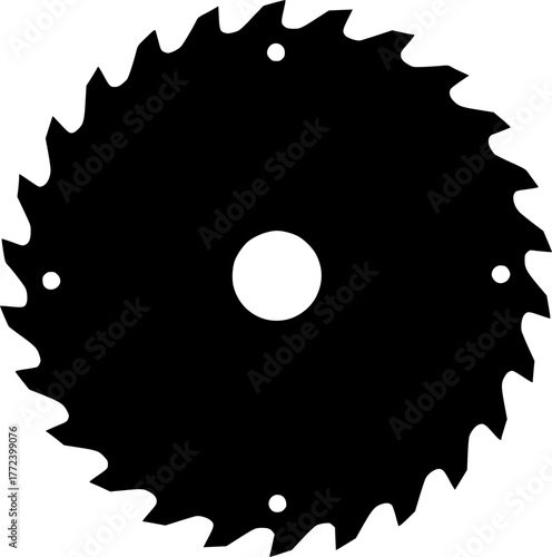 Circular saw blade icon. Black, minimalist icon isolated on white background. Saw blade simple silhouette