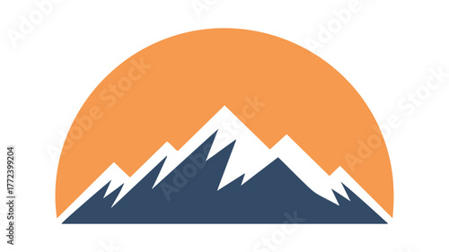 Majestic mountain sunrise logo icon represents adventure and outdoor exploration vector
