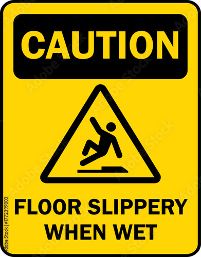 Caution Floor Slippery When Wet Sign - Safety Warning for Wet Surfaces