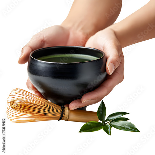 Japanese Matcha Tea Ceremony Set on Transparent Background