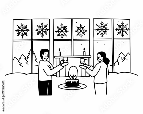 Celebrating winter holidays with a toast